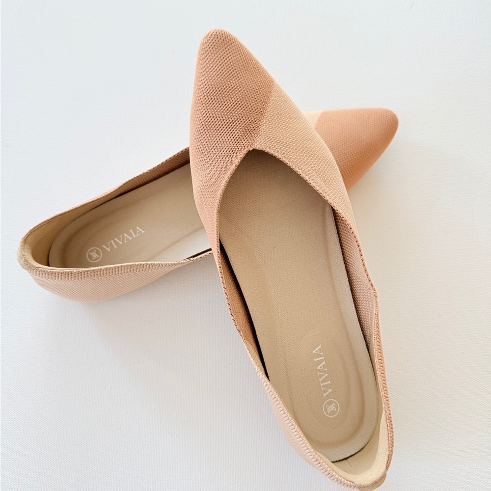 VIVAIA Pointed Toe Flats Nude Blush Knit Slip On Comfort Shoes Size 40 - Picture 9 of 9
